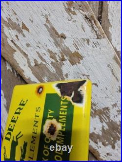 Vintage John Deere Porcelain Sign Old 7 Farm Implements Tractor Dealer Sales