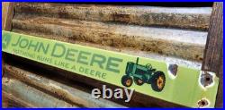 Vintage John Deere Porcelain Sign Old Door Push Bar Farm Equipment Tractor 32