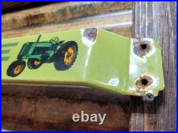 Vintage John Deere Porcelain Sign Old Door Push Bar Farm Equipment Tractor 32