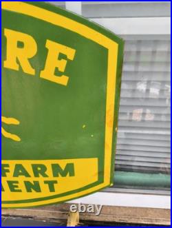 Vintage John Deere Porcelain Sign Old Farm Tractor Equipment Agricultural Dealer Vintage John Deere Porcelain Sign Old Farm Tractor Equipment Agricultural Dealer