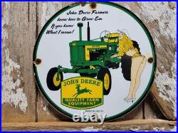Vintage John Deere Porcelain Sign Old Farm Tractor Equipment Dealer Sale Service