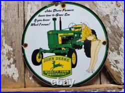 Vintage John Deere Porcelain Sign Old Farm Tractor Equipment Dealer Sale Service