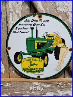 Vintage John Deere Porcelain Sign Old Farm Tractor Equipment Dealer Sale Service