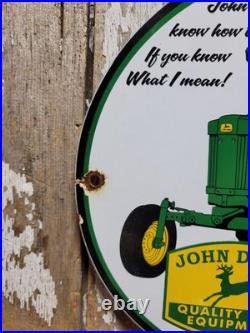 Vintage John Deere Porcelain Sign Old Farm Tractor Equipment Dealer Sale Service