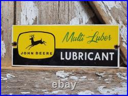 Vintage John Deere Porcelain Sign Old Farm Tractor Equipment Lubricants Ranch