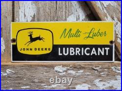 Vintage John Deere Porcelain Sign Old Farm Tractor Equipment Lubricants Ranch