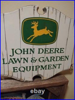Vintage John Deere Porcelain Sign Old Lawn & Garden Farm Tractor Equipment Sales