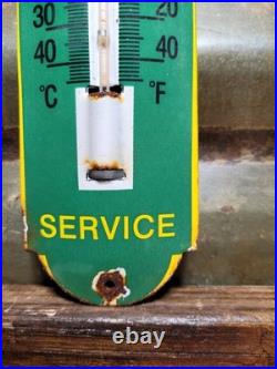 Vintage John Deere Porcelain Sign Old Thermometer Farm Equipment Tractor Dealer