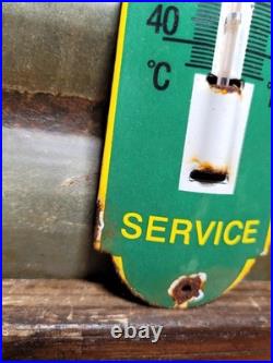 Vintage John Deere Porcelain Sign Old Thermometer Farm Equipment Tractor Dealer