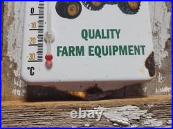 Vintage John Deere Porcelain Sign Old Thermometer Farm Tractor Farming Equipment