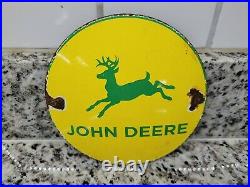 Vintage John Deere Porcelain Sign Old Tractor Machinery Farm Corn Ranch Gas Oil