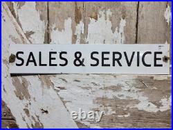 Vintage John Deere Porcelain Sign Old Tractor Sales & Service Dealer Garage Sign