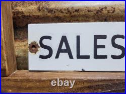 Vintage John Deere Porcelain Sign Old Tractor Sales & Service Dealer Garage Sign