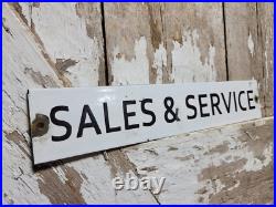 Vintage John Deere Porcelain Sign Old Tractor Sales & Service Dealer Garage Sign