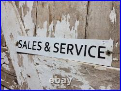 Vintage John Deere Porcelain Sign Old Tractor Sales & Service Dealer Garage Sign