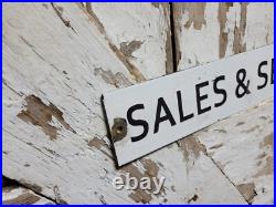 Vintage John Deere Porcelain Sign Old Tractor Sales & Service Dealer Garage Sign