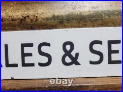 Vintage John Deere Porcelain Sign Old Tractor Sales & Service Dealer Garage Sign