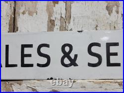 Vintage John Deere Porcelain Sign Old Tractor Sales & Service Dealer Garage Sign