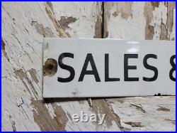 Vintage John Deere Porcelain Sign Old Tractor Sales & Service Dealer Garage Sign