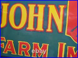Vintage John Deere Porcelain Sign Rare Green 36 Dealer Farm Equipment Tractor