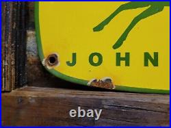 Vintage John Deere Porcelain Sign Rare Tractor Dealer Advertising Gas Farming