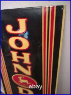 Vintage John Deere Porcelain Sign Rare Tractor Dealer Farming Gas Oil Corn Dairy