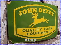 Vintage John Deere Porcelain Sign Tractor Dealer Quality Farming Equipment 18