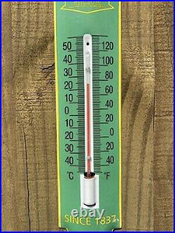 Vintage John Deere Porcelain Thermometer Metal Sign Oil Tractor Farm Gas Pump