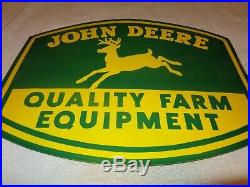 Vintage John Deere Quality Farm Equipment 24 Porcelain Metal Gasoline Oil Sign
