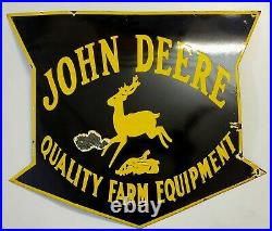 Vintage John Deere Quality Farm Equipment Porcelain Enamel Sign