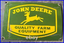 Vintage John Deere Quality Farm Equipment Rusted Front &Back Farm Metal Sign