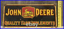 Vintage John Deere Quality Farm Implement Porcelain Sign Farming Tractor Gas Oil