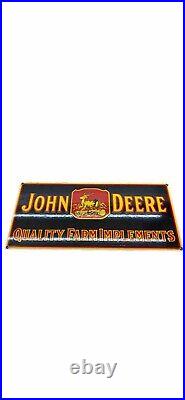 Vintage John Deere Quality Farm Implements Metal Advertising Sign Rare Size 26