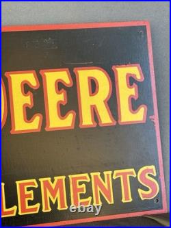 Vintage John Deere Quality Farm Implements Porcelain Metal Sign 26 X10 Inches