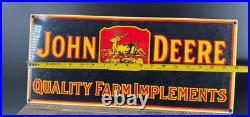 Vintage John Deere Quality Farm Implements Porcelain Sign 18x8 Ande Rooney 1995