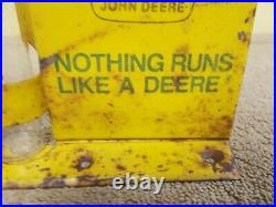 Vintage John Deere Rain Gauge Recoreder Advertizing Sign Metal Patina Tractor