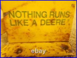 Vintage John Deere Rain Gauge Recoreder Advertizing Sign Metal Patina Tractor