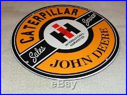 Vintage John Deere Sales & Service 11 3/4 Porcelain Metal Gasoline & Oil Sign