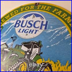 Vintage John Deere Sign Busch Light Porcelain Farm Tractor Gas Pump Sign