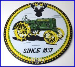 Vintage John Deere Sign Farm Implements Advertising Gas Porcelain Sign