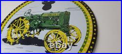 Vintage John Deere Sign Farm Implements Advertising Gas Porcelain Sign