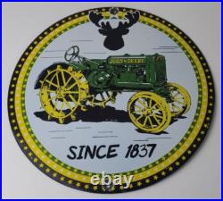 Vintage John Deere Sign Farm Implements Advertising Gas Porcelain Sign