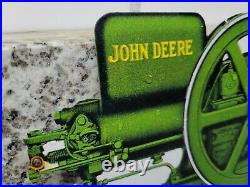 Vintage John Deere Sign Metal Farm Gas Engine Machinery Motor Oil Sales Service
