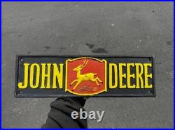 Vintage John Deere Sign Old Cast Iron Farm Equipment Dealer Farming Sales Plaque