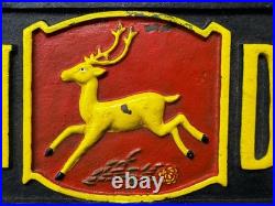 Vintage John Deere Sign Old Cast Iron Farm Equipment Dealer Farming Sales Plaque