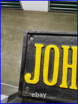 Vintage John Deere Sign Old Cast Iron Farm Equipment Dealer Farming Sales Plaque