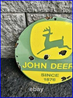 Vintage John Deere Sign Porcelain Farm Tractor Gas Pump Sign