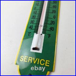 Vintage John Deere Sign Service Guage Gas Pump Sign on Porcelain Thermometer