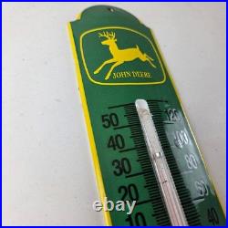Vintage John Deere Sign Service Guage Gas Pump Sign on Porcelain Thermometer