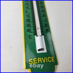 Vintage John Deere Sign Service Guage Gas Pump Sign on Porcelain Thermometer